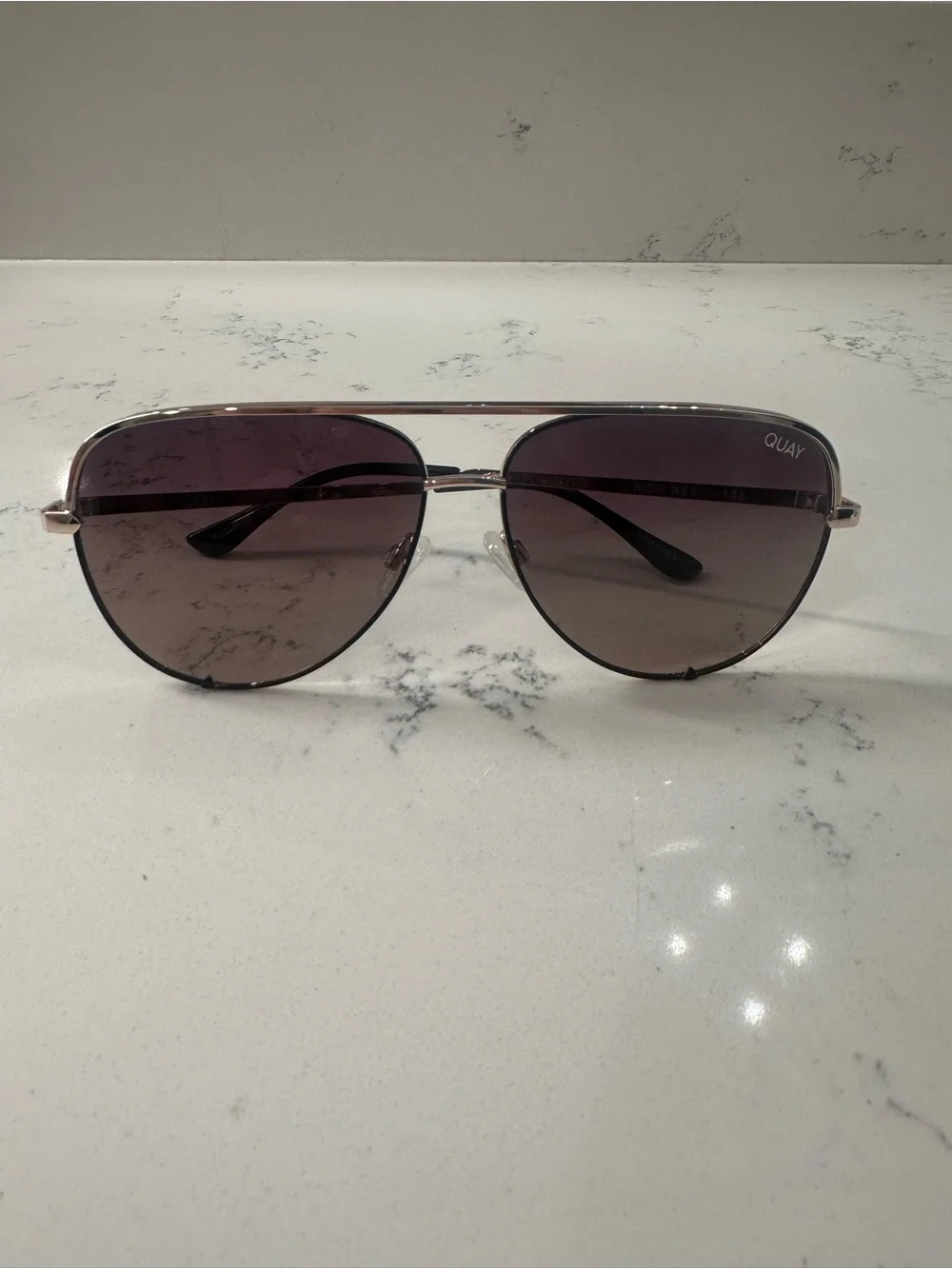 Quay Australia High Key Mini Black Gradient Aviator Sunglasses